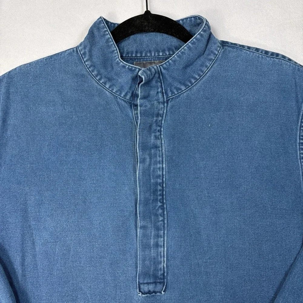 Bonobos Banded Collar Shirt Men's Size Medium Blue Long Sleeves Cotton